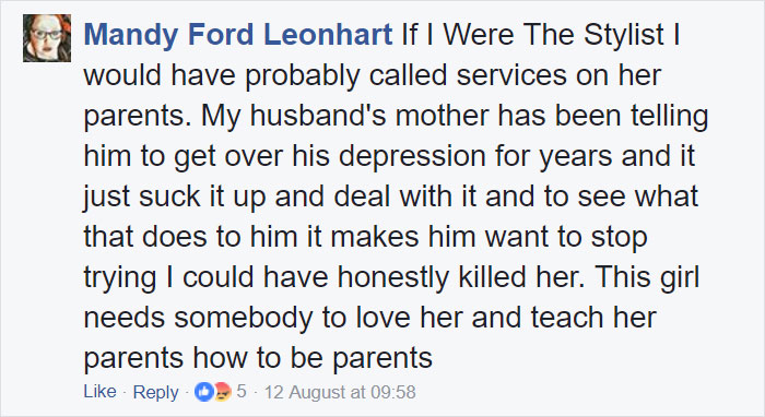 Hairdresser Refuses To Shave Depressed Teen's Hair, Spends 13 Hours Fixing It Hairdresser Refuses To Shave Depressed Teen's Hair, Spends 13 Hours Fixing It
