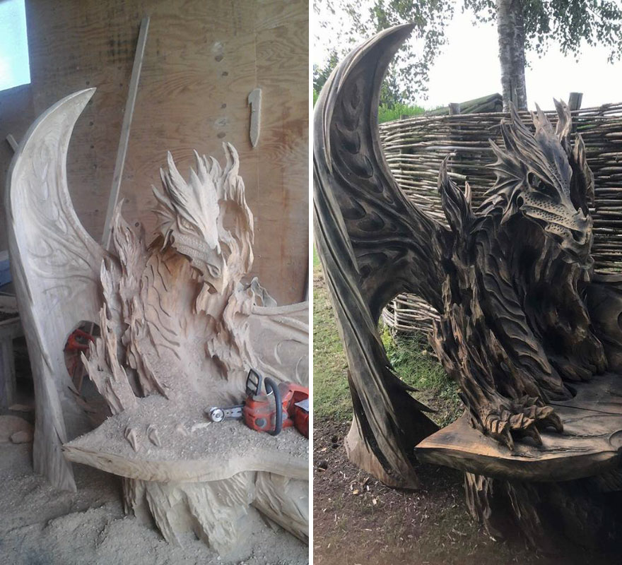 This Incredible Dragon Bench Was Carved Using A Chainsaw This Incredible Dragon Bench Was Carved Using A Chainsaw