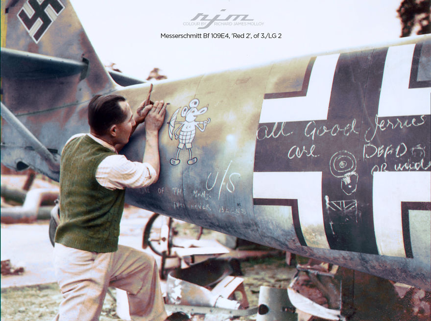 A Collection Of Colourised Images Of Messerschmitt Bf 109's And Pilots