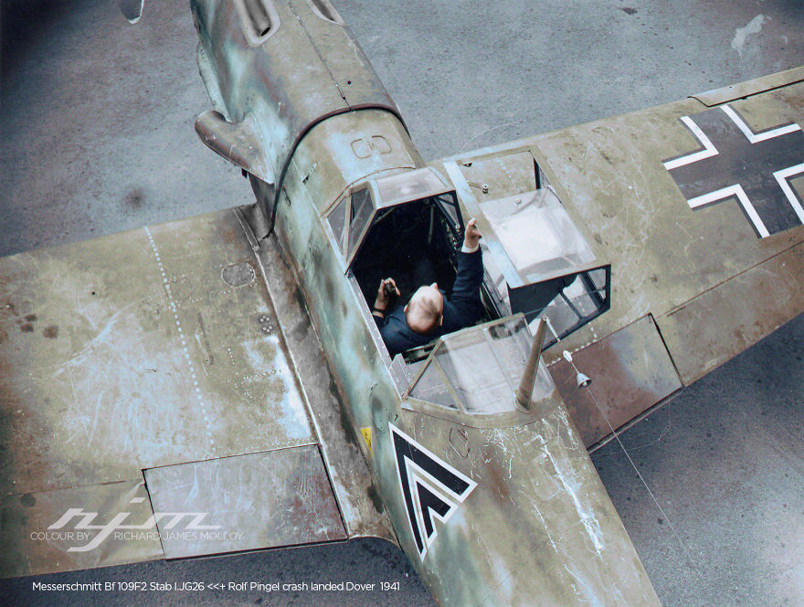 A Collection Of Colourised Images Of Messerschmitt Bf 109's And Pilots