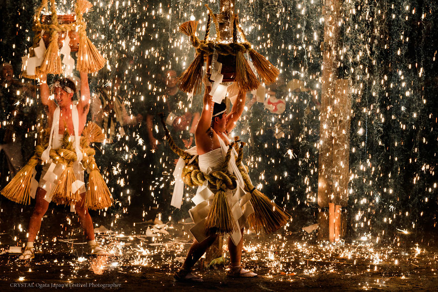 Seven Brave Men Performing A Dance Under A Shower Of Sparks