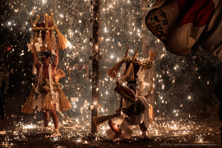 Seven Brave Men Performing A Dance Under A Shower Of Sparks