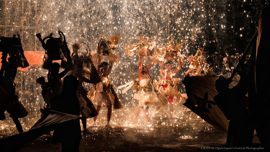 Seven Brave Men Performing A Dance Under A Shower Of Sparks