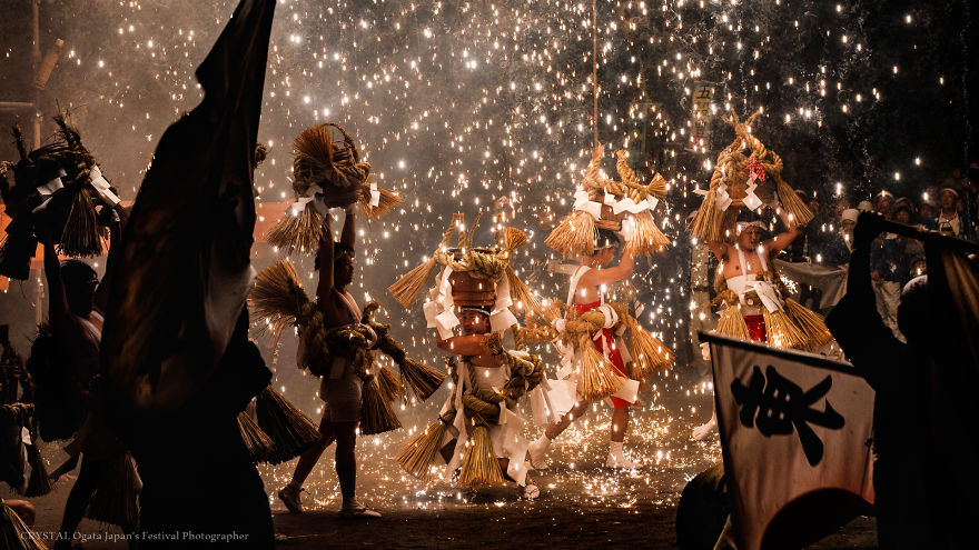 Seven Brave Men Performing A Dance Under A Shower Of Sparks