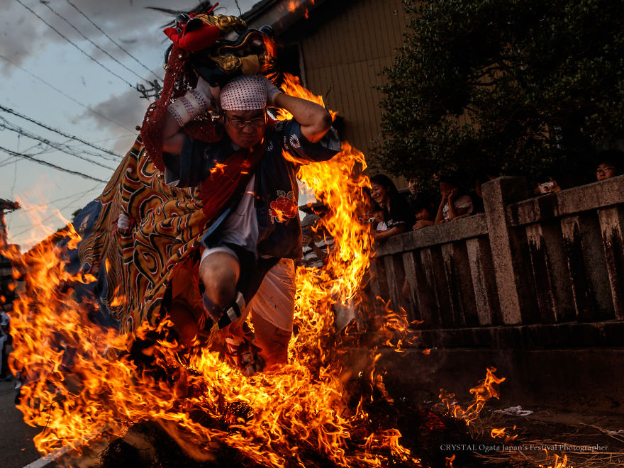 Three Lions Running Through The Burning Fire