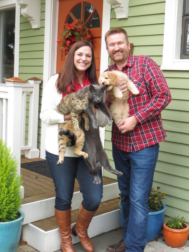 Got The Family Together For A Christmas Photo. Only 33% Of The Animals In The Shot Are Enjoying Themselves