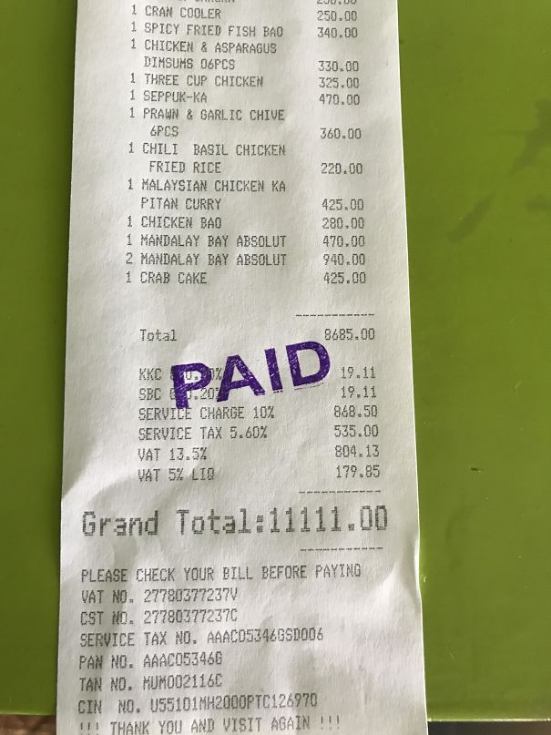 This Bill Is Exactly 11111