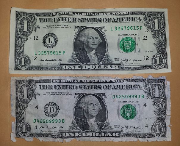 I Accidentally Washed A Couple Of Dollar Bills And One Turned Out To Be A Counterfeit