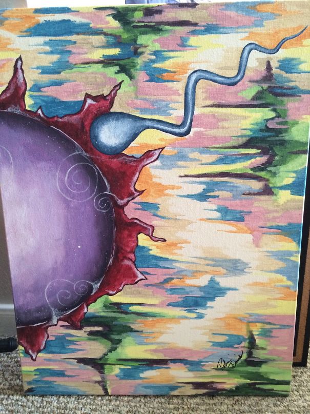 Mother-In-Law Bought A Painting At Goodwill. She Said It Was A Pretty Sun With A Meteor Crashing Into It