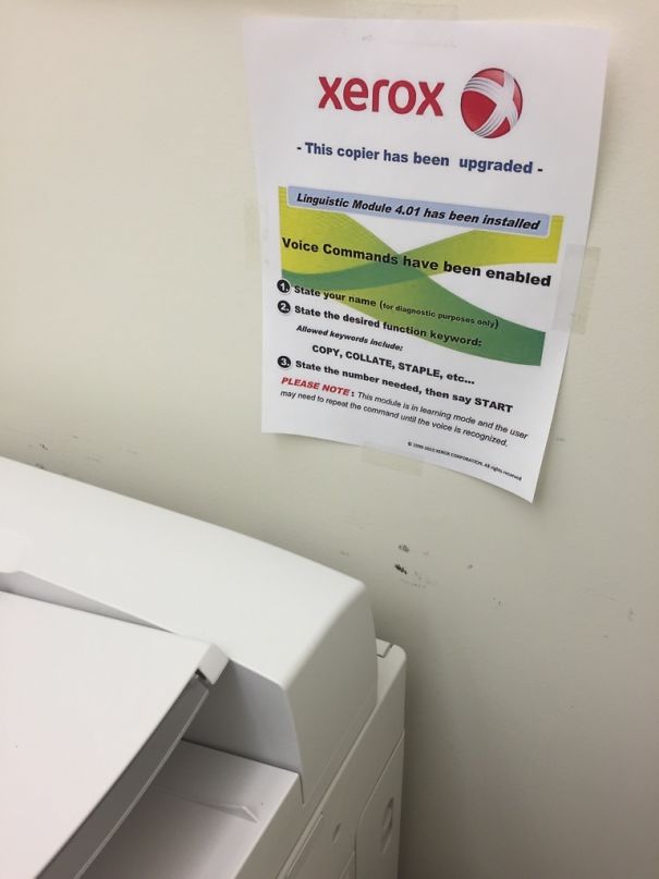 a poster says about copier being upgraded 