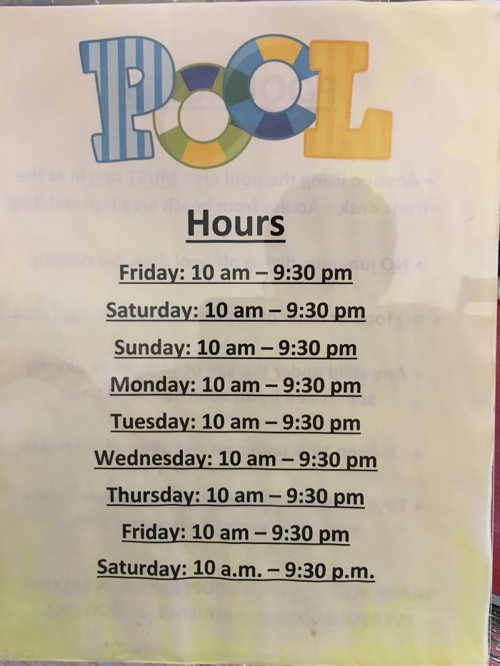 My Pools Hours Sheet