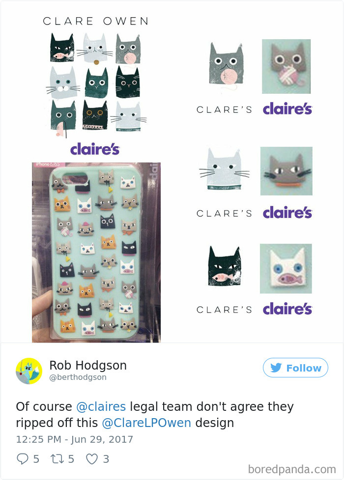 Claire's Ripped Off This Clare Louise Owen Design