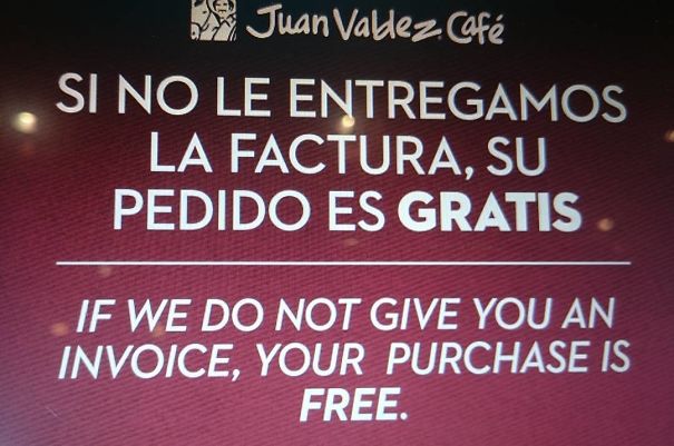 Sign where it says that you get your purchase free without an invoice 