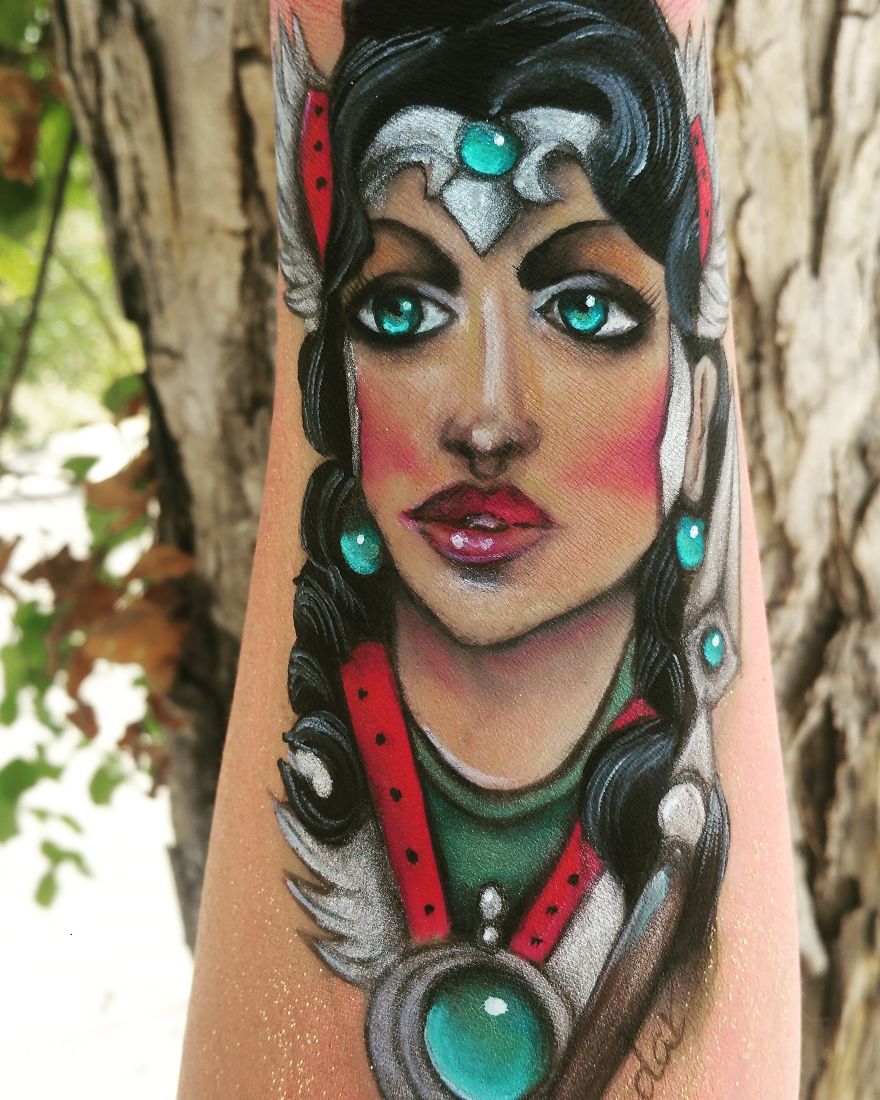 I Paint Intricate Faces Of Women On My Arms