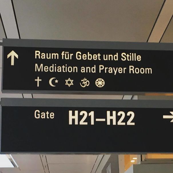 Sign that leads to mediation and prayer room 