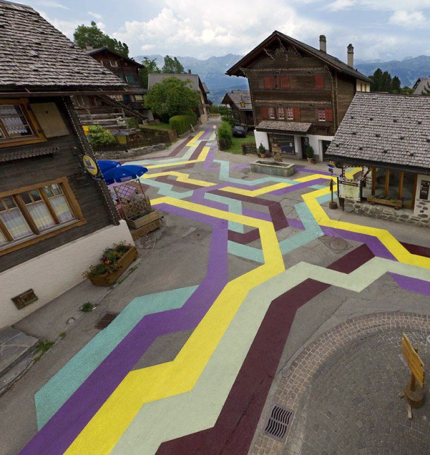 Street Painting By Lang/baumann, Vercorin, Switzerlan