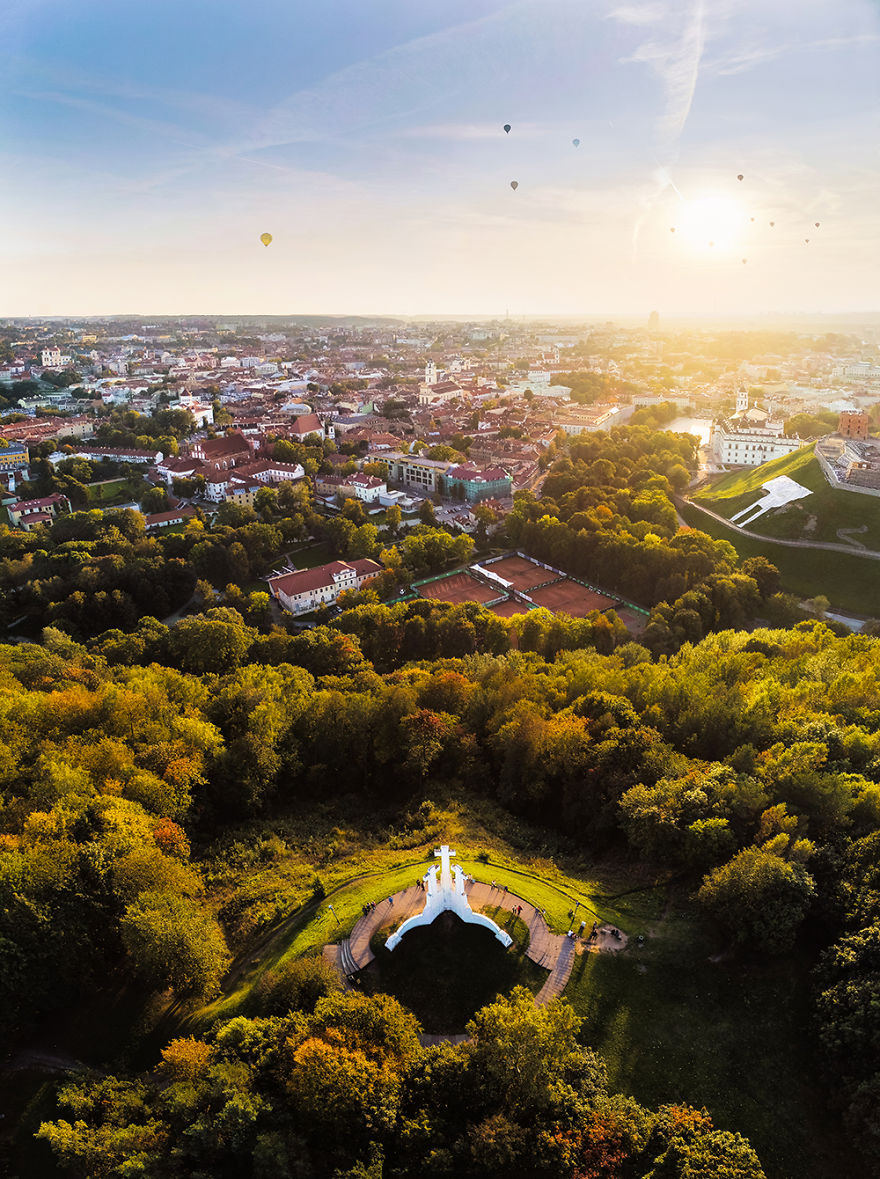 Chasing Air Balloons Above The Three Crosses Monument