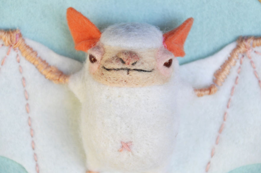 I Made These Faux Bat Taxidermies By Needle Felting And Hand Embroidery