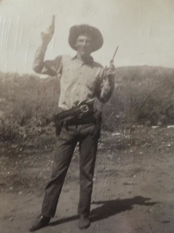 A Real Cowboy! My Dad Bought His First Ranch At 18, But Here He's Goofing Around For The Camera. Circa 1949