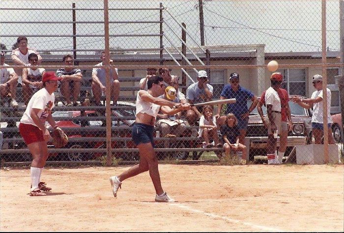 Can Your Pops Pull Off A Crop Top? I Think Not... Dad Smashing It Out Of The Park, Circa 1981.