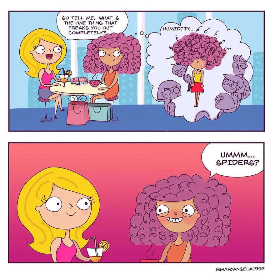 I Create Comics Based On Curly Hair Problems