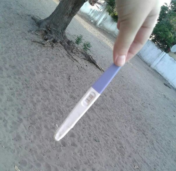 Came Home To My Dog Excitedly Trying To Give Me Something. This Is Definitely Not Mine, But Hey, Congrats To Whoever's It Is It's Positive!