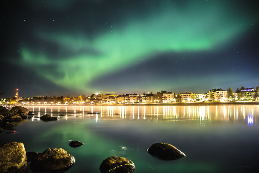 Kemijoki And The City Centre Of Rovaniemi