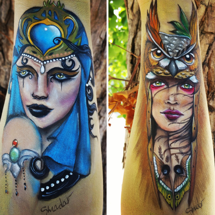I Paint Intricate Faces Of Women On My Arms