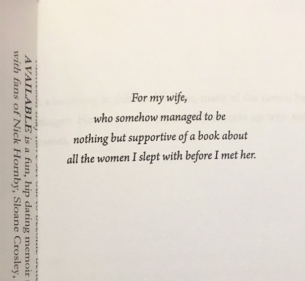 I've Never Before Chosen A Book Based Simply On The Dedication
