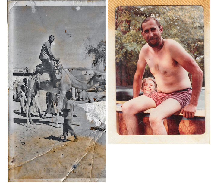 My Dad On A Camel, In Africa 1960s, Dad In Our Above The Ground Pool (n Polyester Checkered Zipper Swim Trunks) In The Early 80s