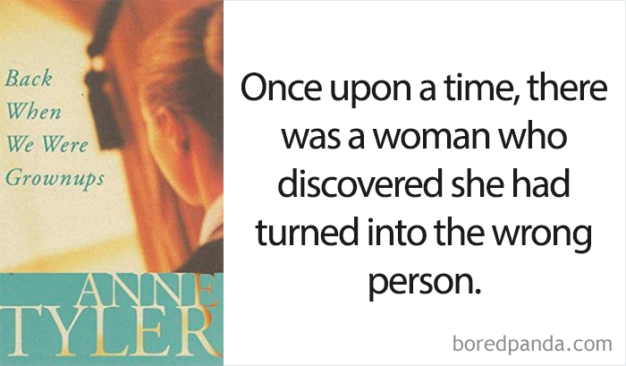 Back When We Were Grownups book cover and an opening line 