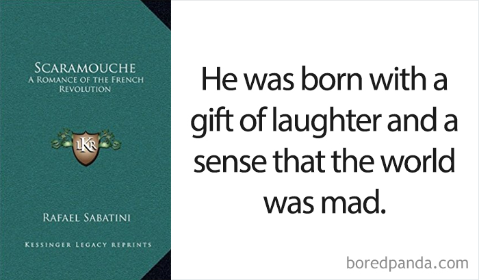 Scaramouche: A Romance Of The French Revolution book cover and an opening line 