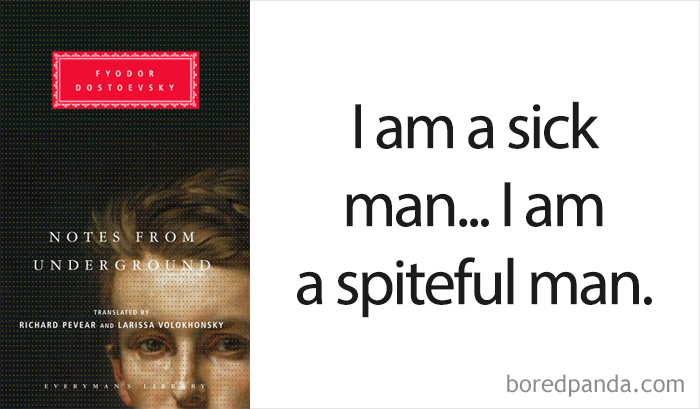 Notes From Underground book cover and an opening line 