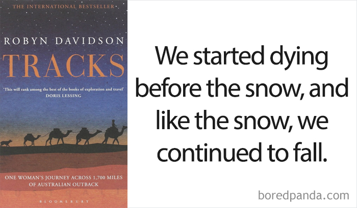 Tracks book cover and an opening line 