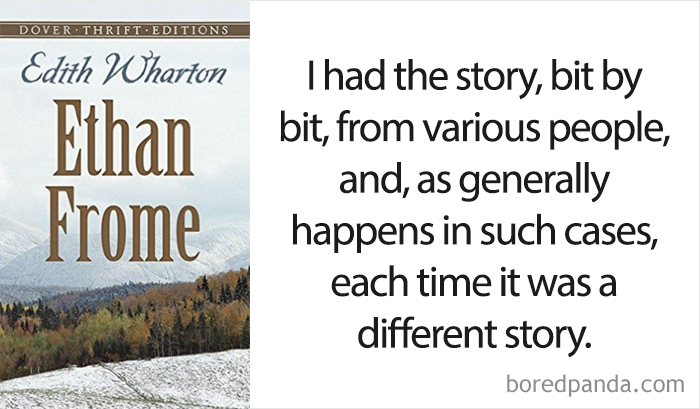Ethan Frome book cover and an opening line 