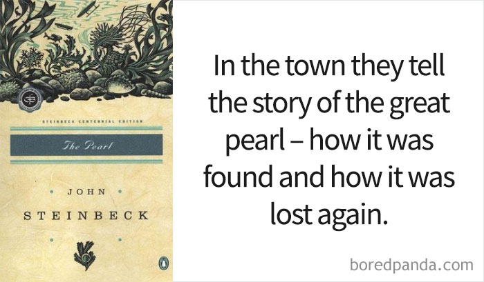 The Pearl book cover and an opening line 