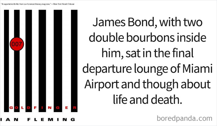 Goldfinger book cover and an opening line 