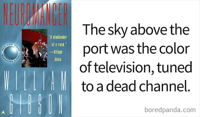 Neuromancer book cover and an opening line 