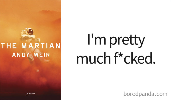 The Martian book cover and an opening line 