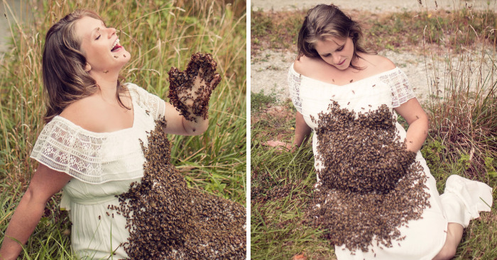 Pregnant Woman Poses With 20,000 Live Bees For Crazy Maternity Photoshoot