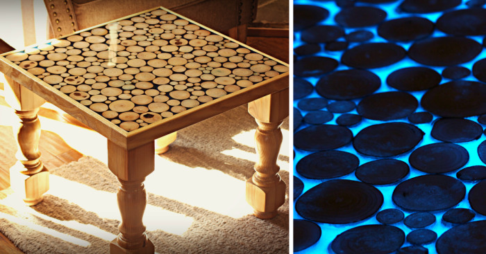 We Collected Bits Of Wood And Spent Months Making These Amazing Glowing Tables