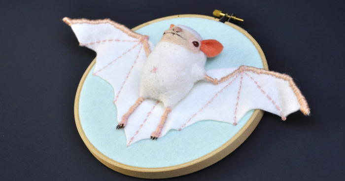I Made These Faux Bat Taxidermies By Needle Felting And Hand Embroidery