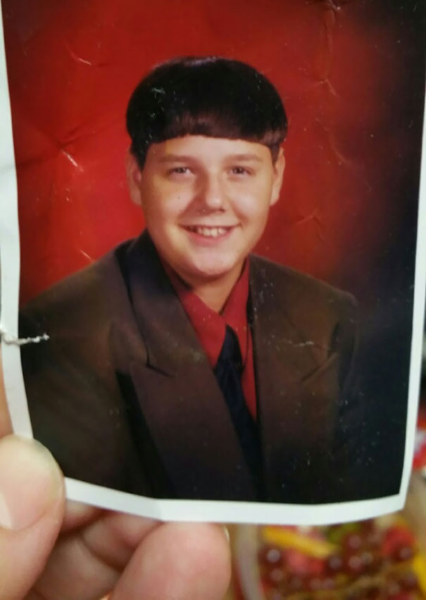 My Husband Posted A Picture Of Him At His Dance With His Crush And Some Didn't Find It Quite Blundery Enough. This Is His School Picture From The Same Grade