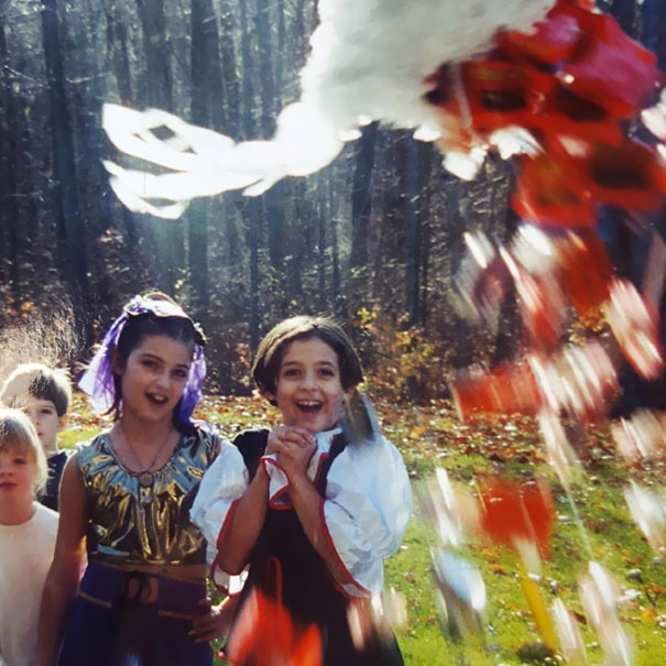 Found This Picture Of My Girlfriend When She Was 8 Watching A Pinata Burst Open. May We All Know Such Joy In Our Lives