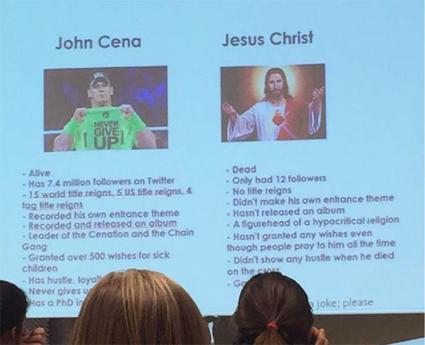 Funny presentation about John Cena vs Jesus Christ