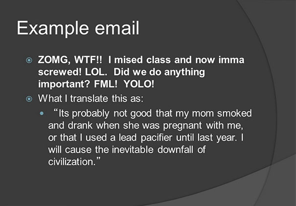 Funny presentation about example email