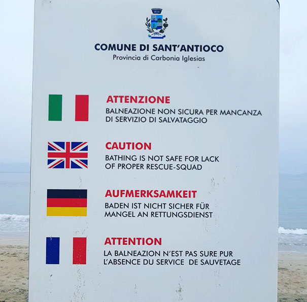 Lack of a proper rescue squad bathing sign 