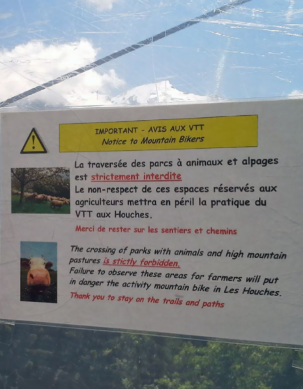 Notice to mountain bikers 