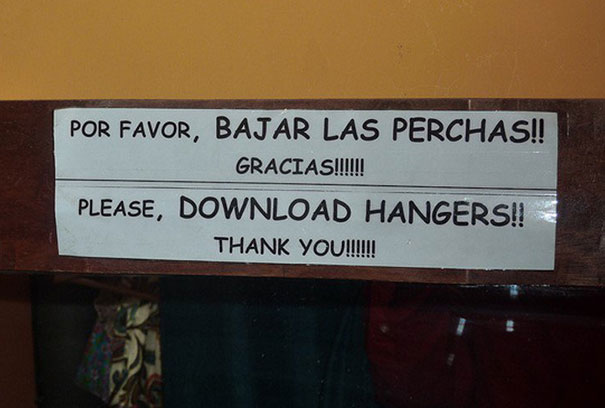 Wrong translated hangers sign 