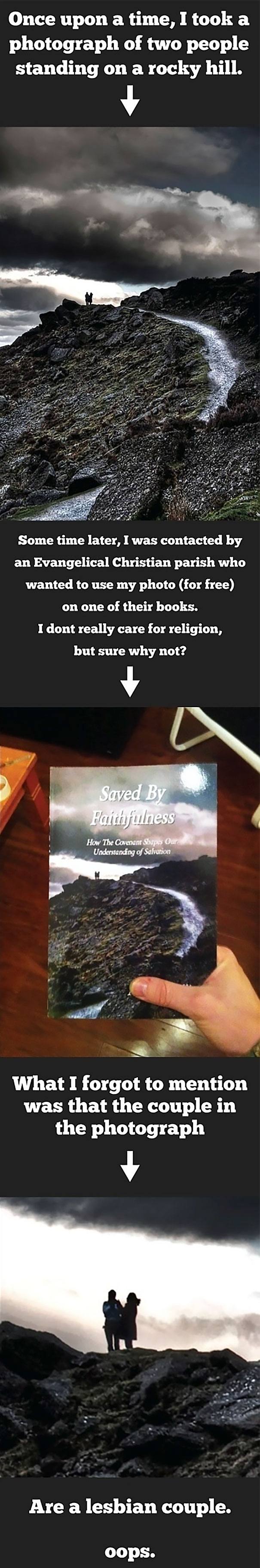 two woman standing on the rocky hill 